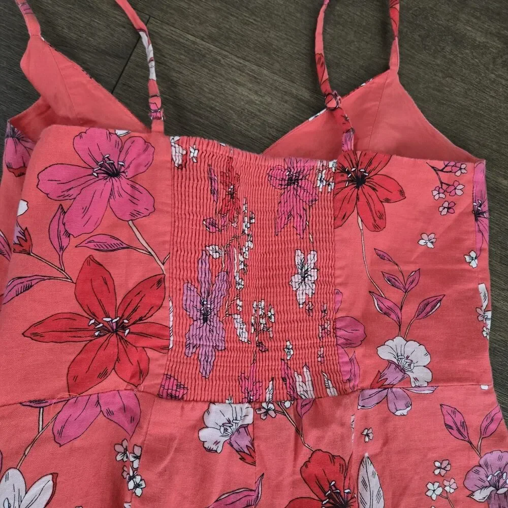 Banana Republic Floral Linen Blend Jumpsuit Size 6 P EUC